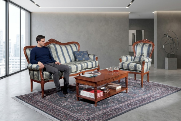 Klassische Sofagarnitur Couch 3+1 Sitzer Sofa Couchen Italienische Möbel Textil