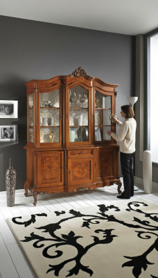 Vitrinen Glas Schrank Vitrine Wohnzimmer Holz Anrichte Italienische Möbel Regal