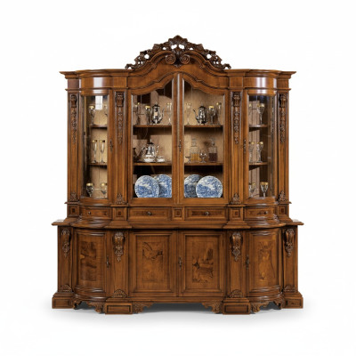 Vitrinen Massive Holz Glas Schrank Echtholz Vitrine Wohnzimmer Möbel Anrichte