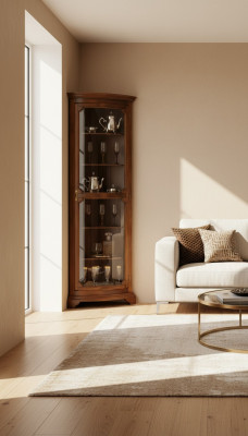 Schränke Holz Vitrinen Glas Schrank Echtholz Vitrine Wohnzimmer Möbel Anrichte