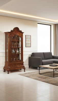Vitrine Glasschrank braun Möbel Schränke Vitrinen Schrank Italienische Möbel neu