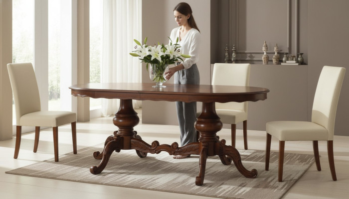Tisch Ovaler Esstisch Italienische Möbel Esszimmer Tische Holz Braune Tische Neu
