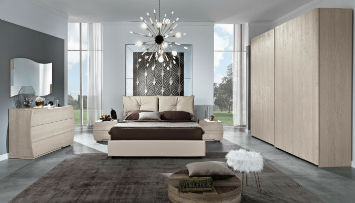 Luxus Set 6tlg. Schlafzimmer Bett Nachttisch Kommode Spiegel Kleiderschrank Neu