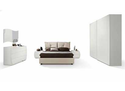 Luxus Set 6tlg. Schlafzimmer Bett Nachttisch Kommode Spiegel Kleiderschrank Holz