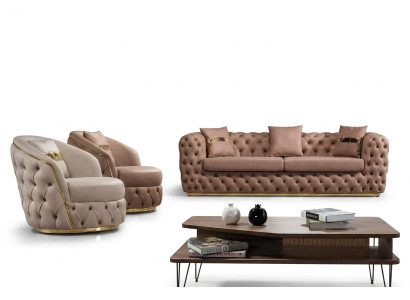 Luxus Chesterfield Sofagarnitur 3+1+1 Sitzer Garnitur Sofa Sessel Sofas Leder