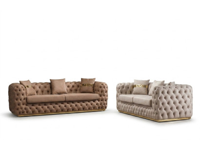 Polstergarnitur Sofagarnitur 3+3 Sitzer Chesterfield Luxus Garnitur Sofas Leder