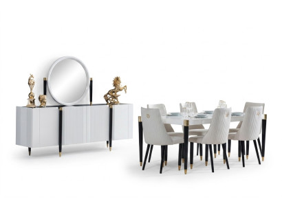 Esstisch 6 Stühle Kommode Spiegel Komplettes Esszimmer Garnitur 9tlg Neu Set