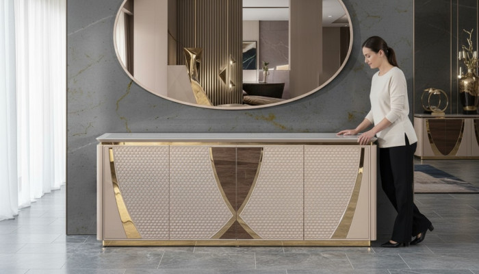 Wohnzimmer Sideboard Schrank Schränke Schubladen Holz Kommoden