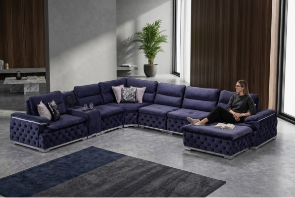 Ecksofa U-Form Chesterfield Sofa Wohnzimmer Möbel italienischer Stil