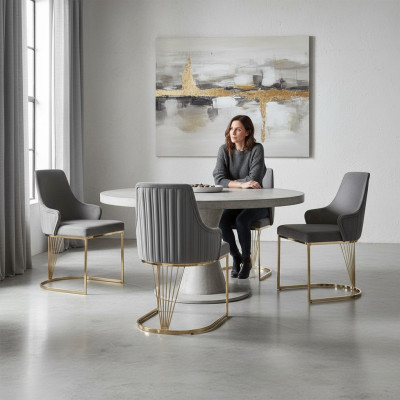 Gruppe Set 4x Sessel Stuhl Design Stoff Polster Stühle Gastro Esszimmer
