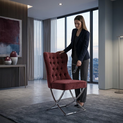 Esszimmer Stühle Edelstahl Luxus Sessel Stuhl Rot Stühle Wohnzimmer
