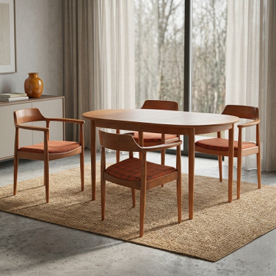 Esszimmer Gruppe Stuhl Garnitur 4x Stühle Sitz Polster Massiv Holz