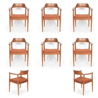Set 6 Stühle Luxus Design Polster Massiv Holz Sitz Büro Esszimmer
