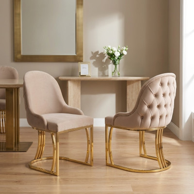 Esszimmer Stühle Holz Luxus Stuhl Beige Wohnzimmer italienischer Stil