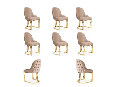 Set 6 Sessel Stuhl Design Metall Stoff Polster Stühle Esszimmer Textil