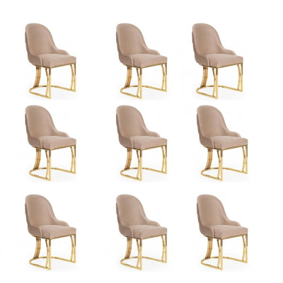 Design Stuhl Set 8x Sessel Edelstahl Textil Polster Stühle Esszimmer