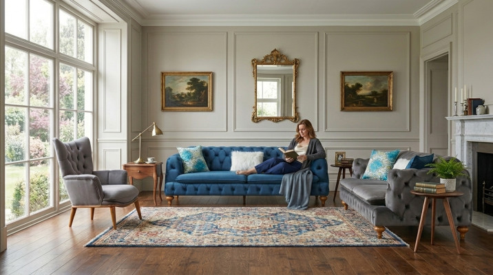 Sofagarnitur Sofa 3+3+1 Sitzer Chesterfield Sessel Möbel Polster Set Mehrfarbig