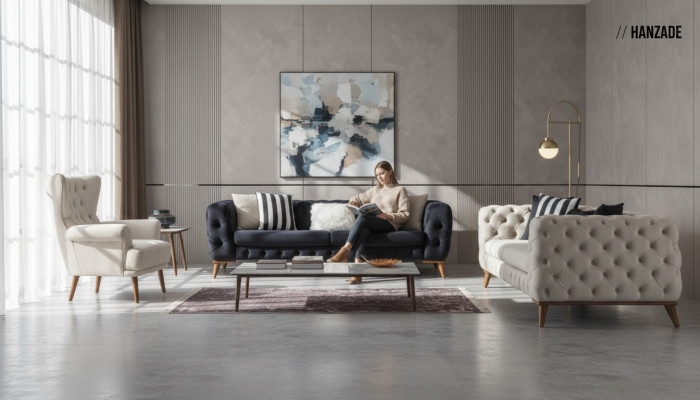 Sofa 3 Sitzer Schwarz Luxus Möbel Chesterfield Schlafsofa Bett 3er