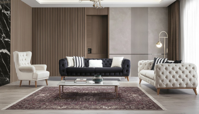 Sofa 3 Sitzer Schwarz Luxus Möbel Chesterfield Schlafsofa Bett 3er