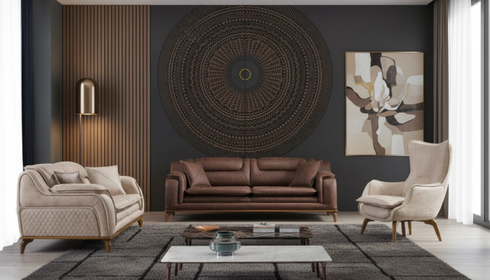 Sofa Braun 3 Sitzer Wohnzimmer Klassische Design Luxus Italienischer Stil 3er