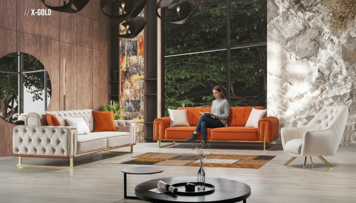 Luxus Möbel US Stil Chesterfield Sofagarnitur Couch Mehrfarbig Sofa