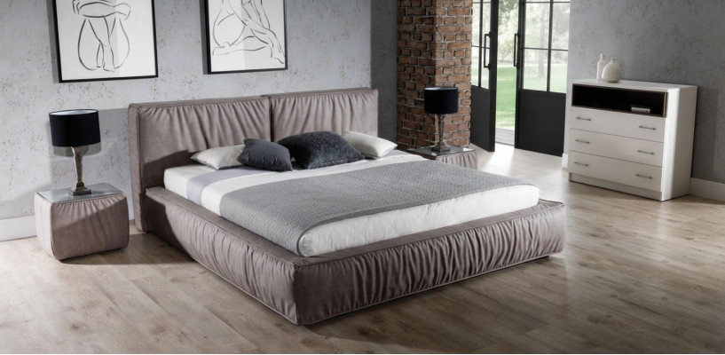 Bett Braun Schlafzimmer Holz Möbel Textil Klassische Art déco Stil