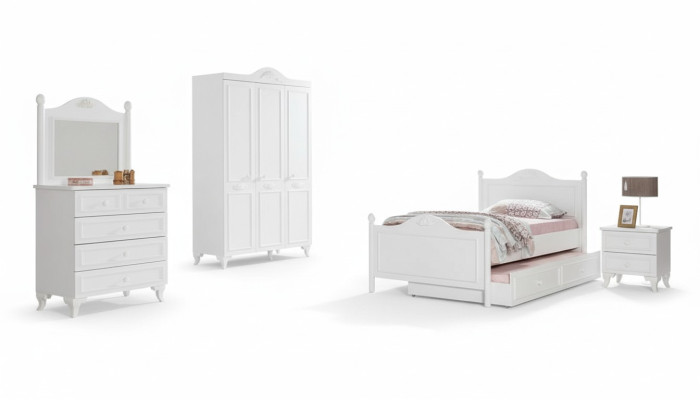 Teeneger Schlafzimmer Landhaus Stil Hotel Gästezimmer Möbel Komplett Set 5tlg.