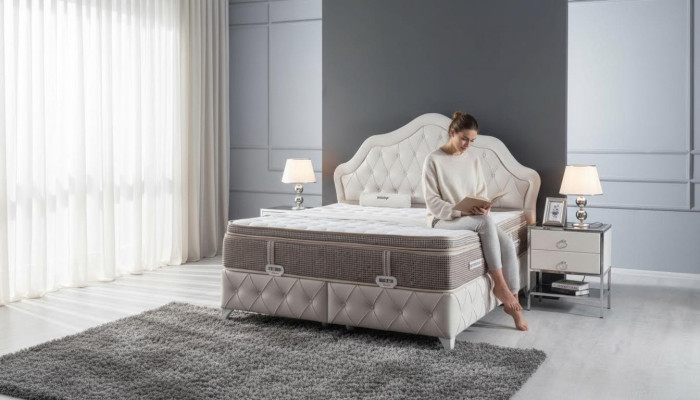 Schlafzimmer Set Weiß Bett Design Stil Modern 2x Nachttische Boxspring 3tlg. Neu