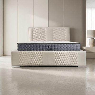 Bett Beige Doppelbett Modern Luxus Bett Polster Stoff Schlafzimmer Modern Neu
