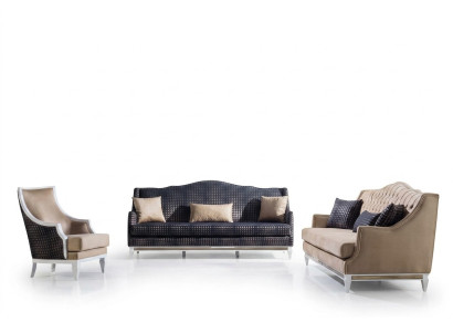 Moderne Wohnzimmer Sofagarnitur Polster Dreisitzer Designer Sessel 3tlg