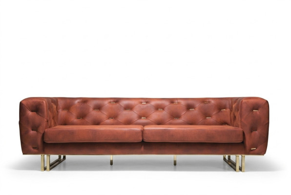 Chesterfield Textil Stoff Sofa Edles Design Klassische Möbel braun 3 Sitz