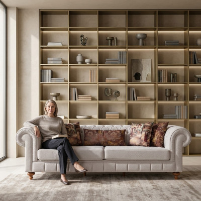 Sofas Stoff Modern Sofa3 Sitz Dreisitzer Couchen Design Couch Polster Beige
