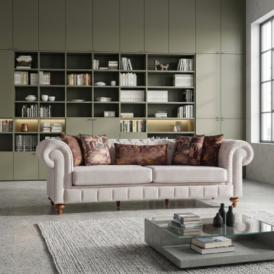 Sofas Stoff Modern Sofa3 Sitz Dreisitzer Couchen Design Couch Polster Beige
