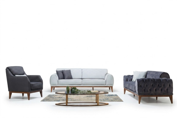 Moderne Sofagarnitur Designer Dreisitzer Einsitzer Luxus 3-er Sessel