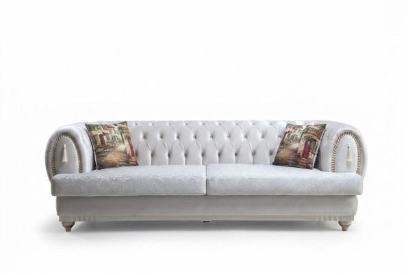 Weißer Chesterfield Dreisitzer Modernes Sofa Stilvolle Wohnzimmer Couch
