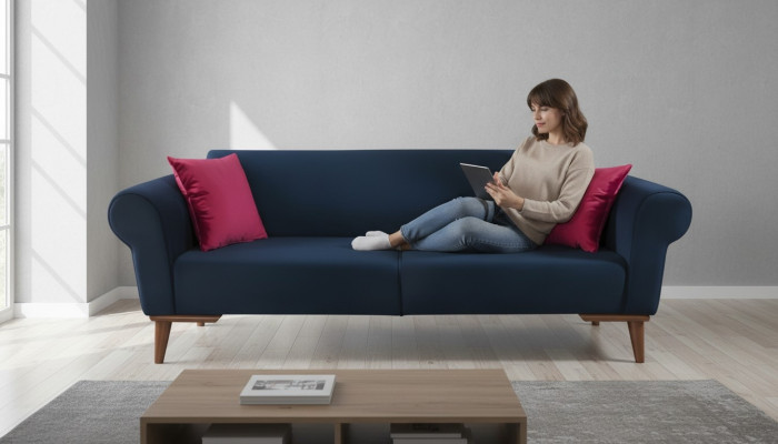 Moderner Sofa 3 Sitzer Textil Couch Dreisitzer Polster Möbel Stoff