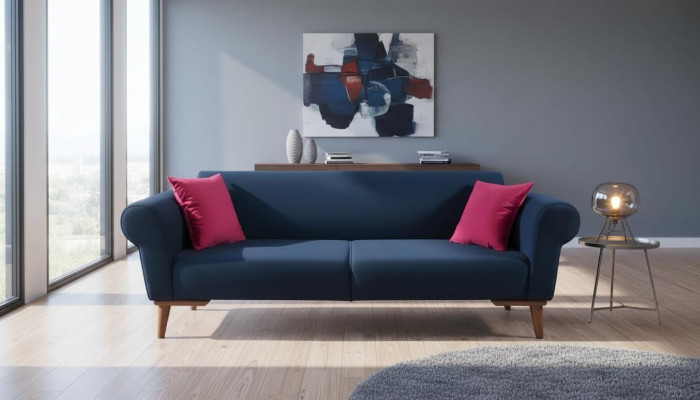 Moderner Sofa 3 Sitzer Textil Couch Dreisitzer Polster Möbel Stoff