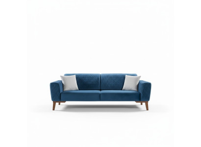 Blau Couch Dreisitzer Sofa Elegante Sitzmöbel Wohnzimmer Samt