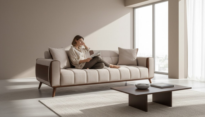 Sofa 3 Sitz Textil Sofas Couch Polster Garnitur Sitzpolster Dreisitzer