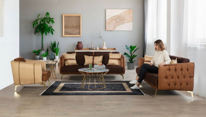Sofagarnitur Sofa Garnitur 3+3+1 Sitzer Sessel Chesterfield Dreisitzer