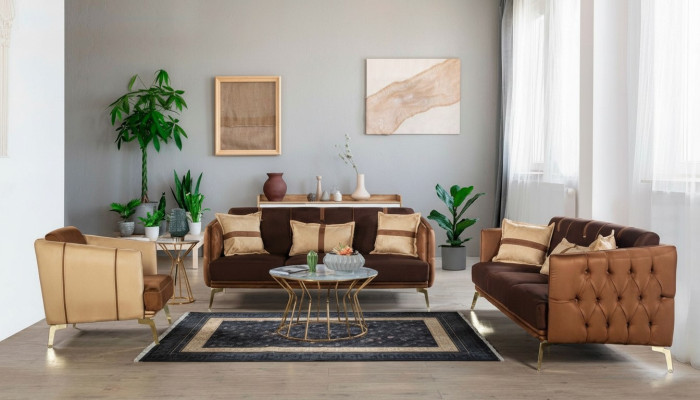 Sofagarnitur Sofa Garnitur 3+3+1 Sitzer Sessel Chesterfield Dreisitzer