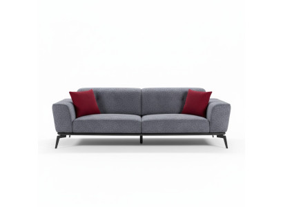 Sofa 3 Sitzer Sofas Stoff grau Textil Polster Wohnzimmer Textil Graue