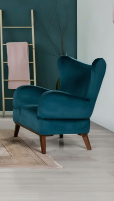 Sessel 1 Sitzer Design Wohnzimmer Polster Holz Moderne Türkis