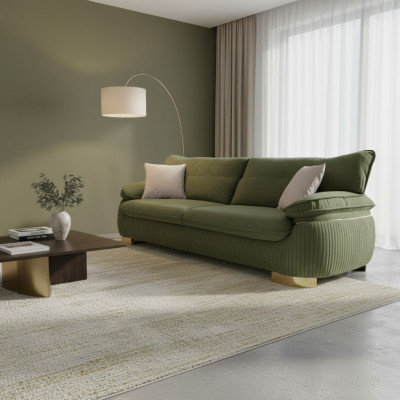 Moderner Textilsofas 3 Sitz Couch Dreisitzer Polster Möbel Farbe Grün