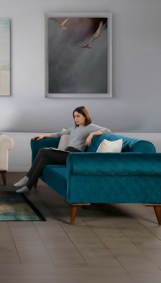 Turkis Dreisitzer Couch Elegante Sofa Wohnzimmer Sitzmöbel Samt