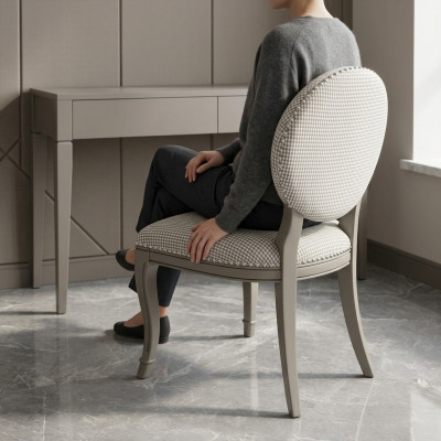 Esszimmer Holz Möbel Stühle Luxus Design Polster Stuhl Sitzmöbel grau Holzstuhl