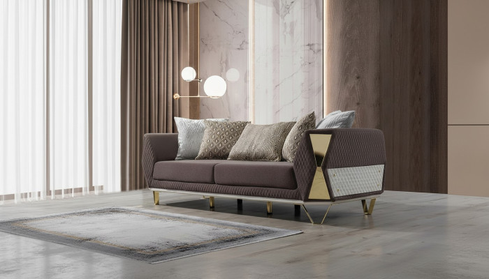 Dreisitzer Sofa 3 Sitz Sofas Wohnzimmer Couch Stoff Couchen Möbel grau