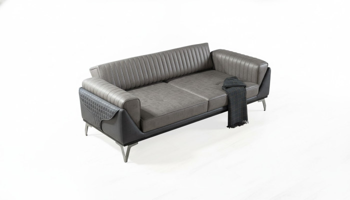 Sofa 3 Sitzer Couch Holz Möbel Sofas Couch Holz Leder Imitation 240cm