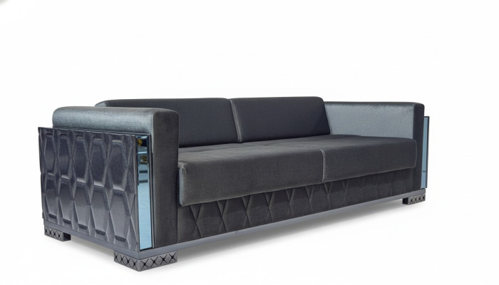 Sofa 3 Sitzer Luxus Möbel Wohnzimmer Dreisitzer Grau Metall mit Textil