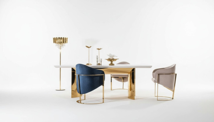 Esszimmer Stuhl Luxus stuhl Metall mit Textil Neu Stühle Stil Modern